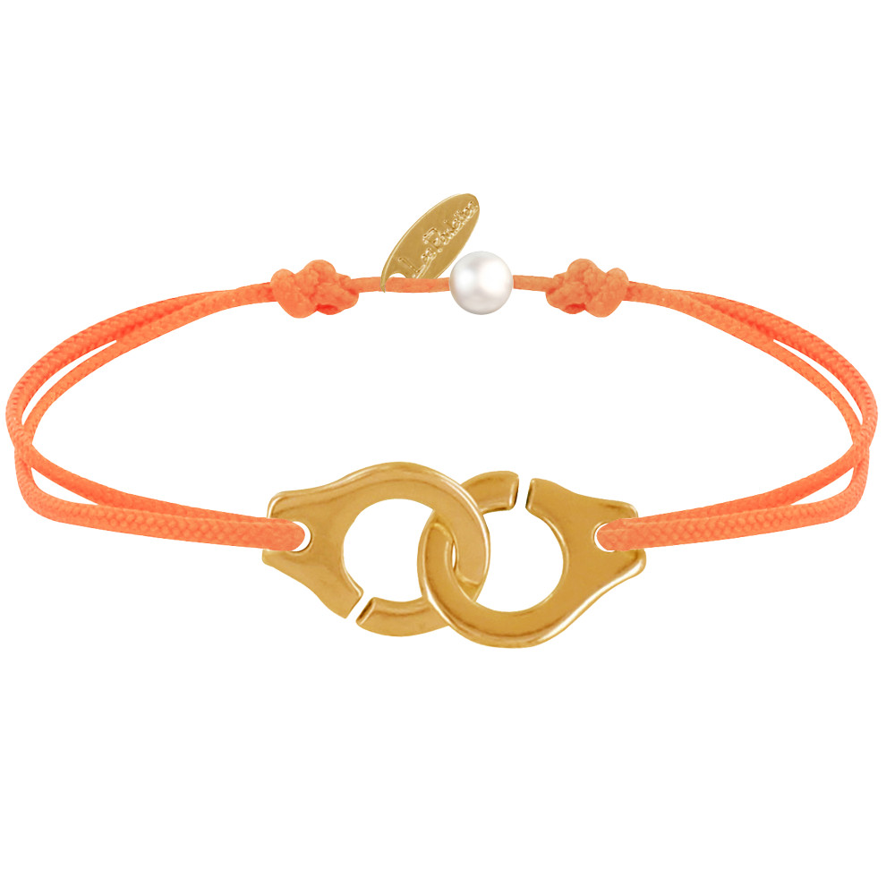 LES POULETTES BIJOUX Bracelet Lien Laiton Doré Grandes Liaisons - Orange