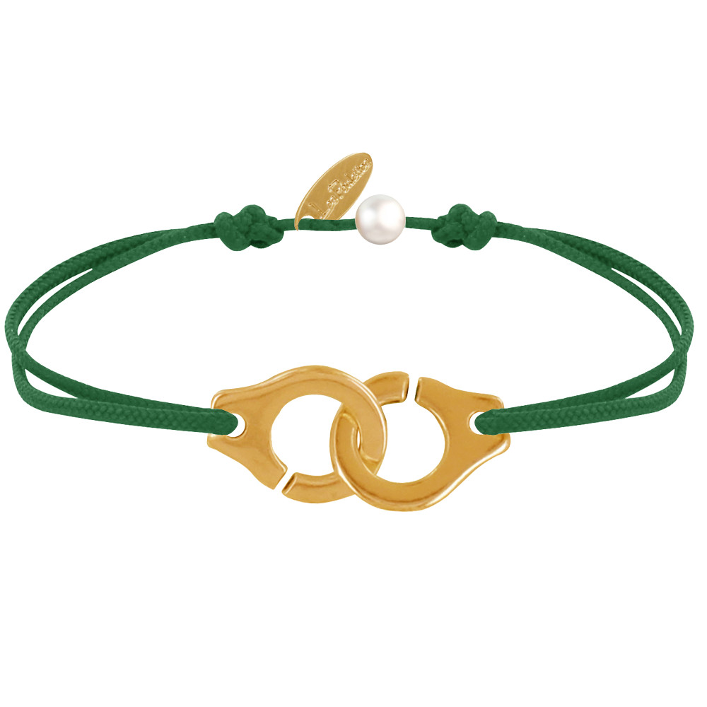 LES POULETTES BIJOUX Bracelet Lien Laiton Doré Grandes Liaisons - Vert Foncé