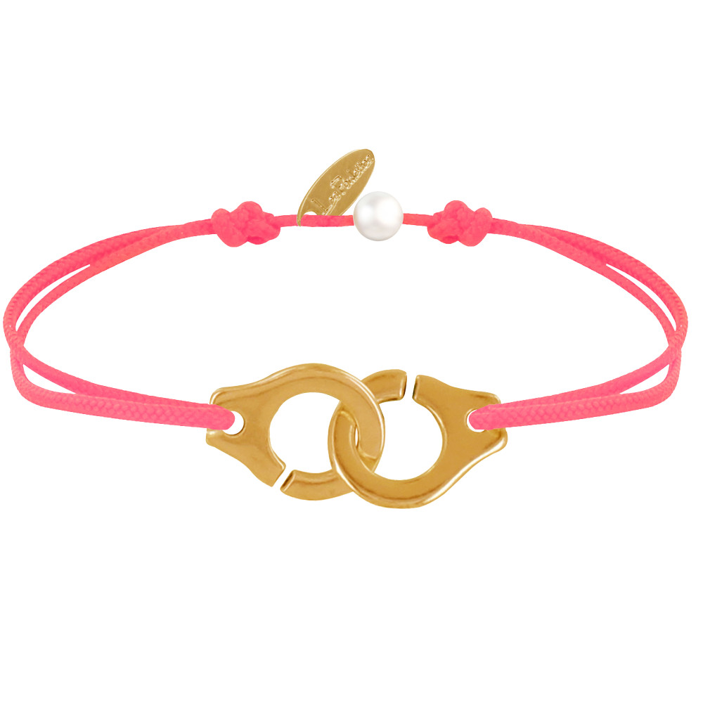 LES POULETTES BIJOUX Bracelet Lien Laiton Doré Grandes Liaisons - Rouge Fluo