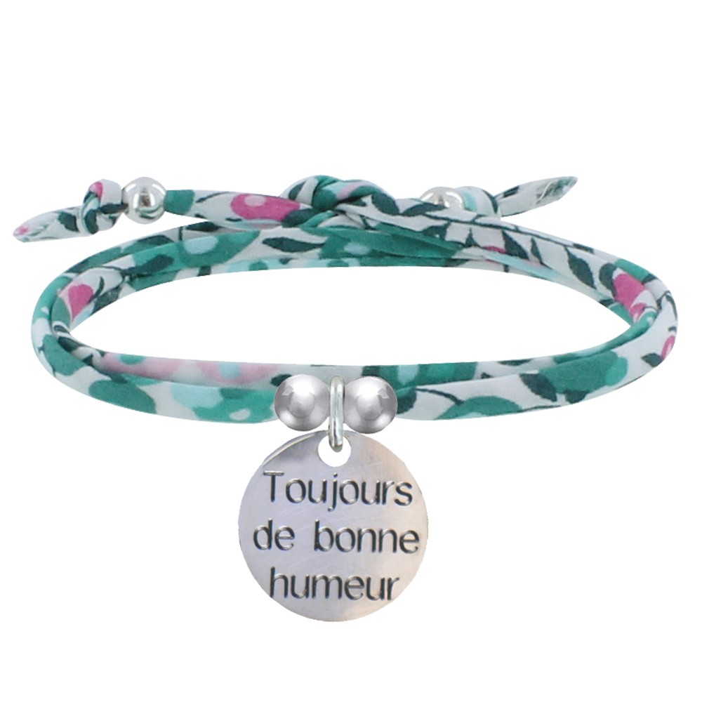LES POULETTES BIJOUX Bracelet Double Tour Lien liberty et Médaille Toujours de Bonne
