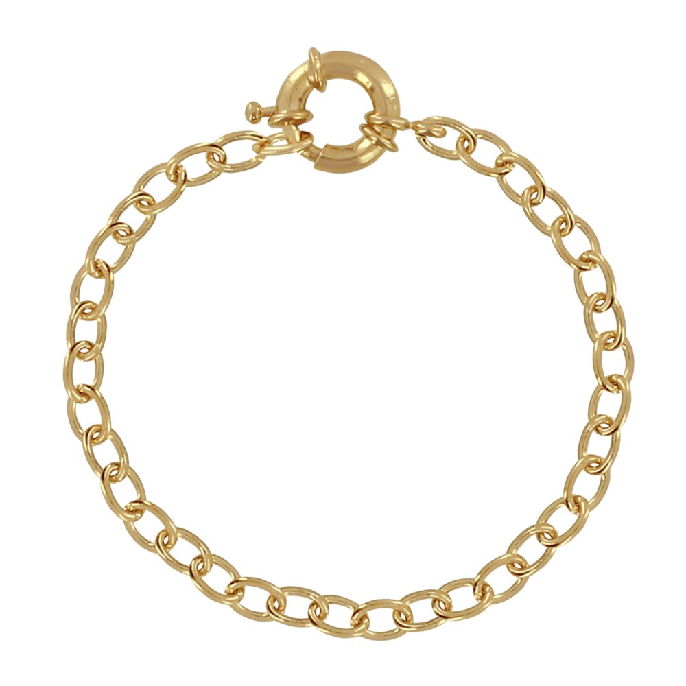 LES POULETTES BIJOUX Bracelet Plaqué Or Maillons Ovales Fermoir Bouée