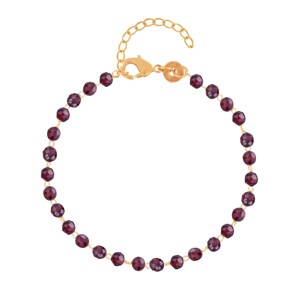 LES POULETTES BIJOUX Bracelet Plaqué Or Perles Facettées de Grenat