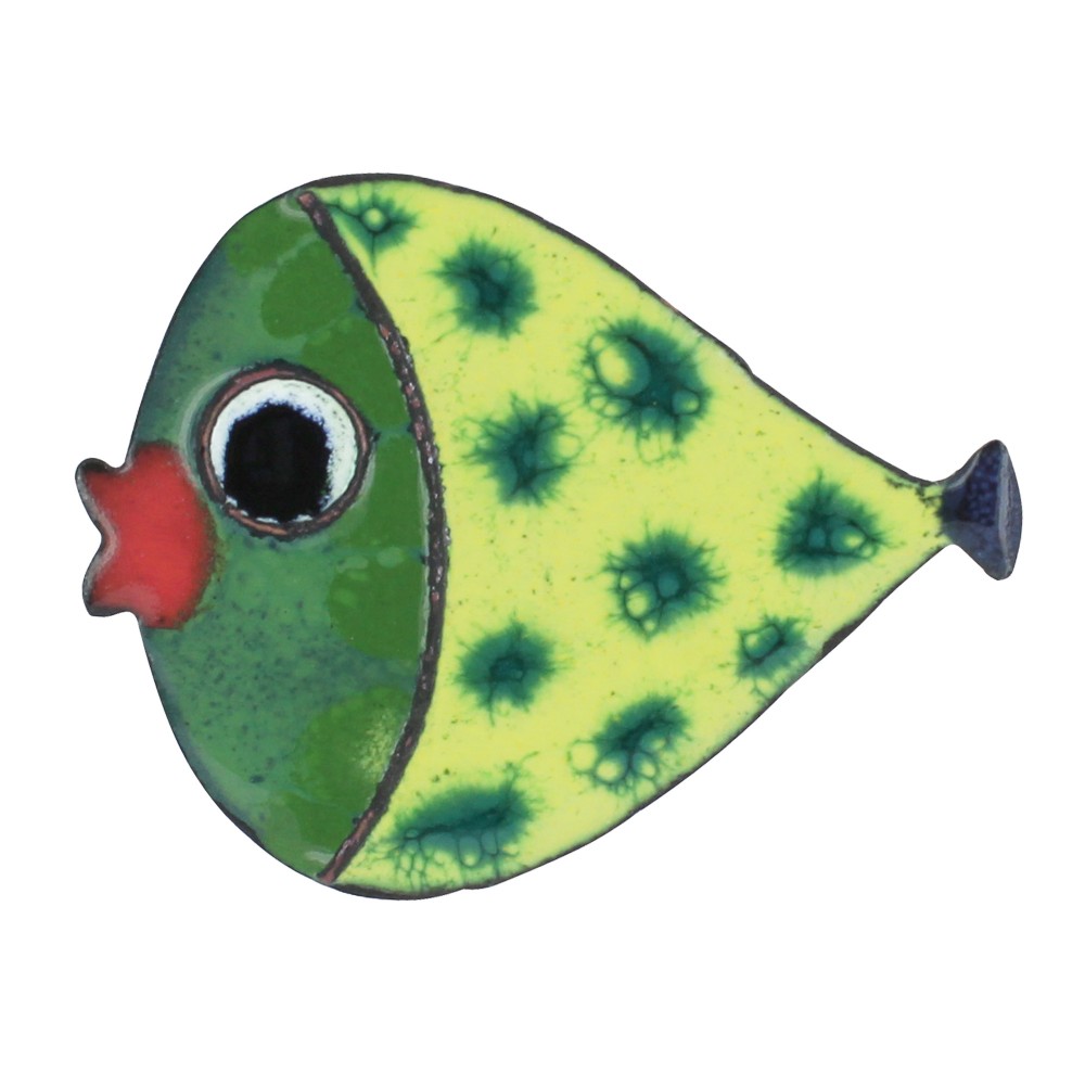 LES POULETTES BIJOUX Broche Poisson Émaillée Vert à Pois Verts