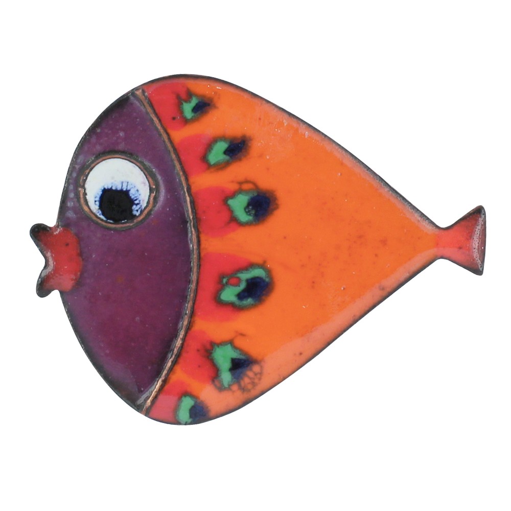 LES POULETTES BIJOUX Broche Poisson Émaillée Orange