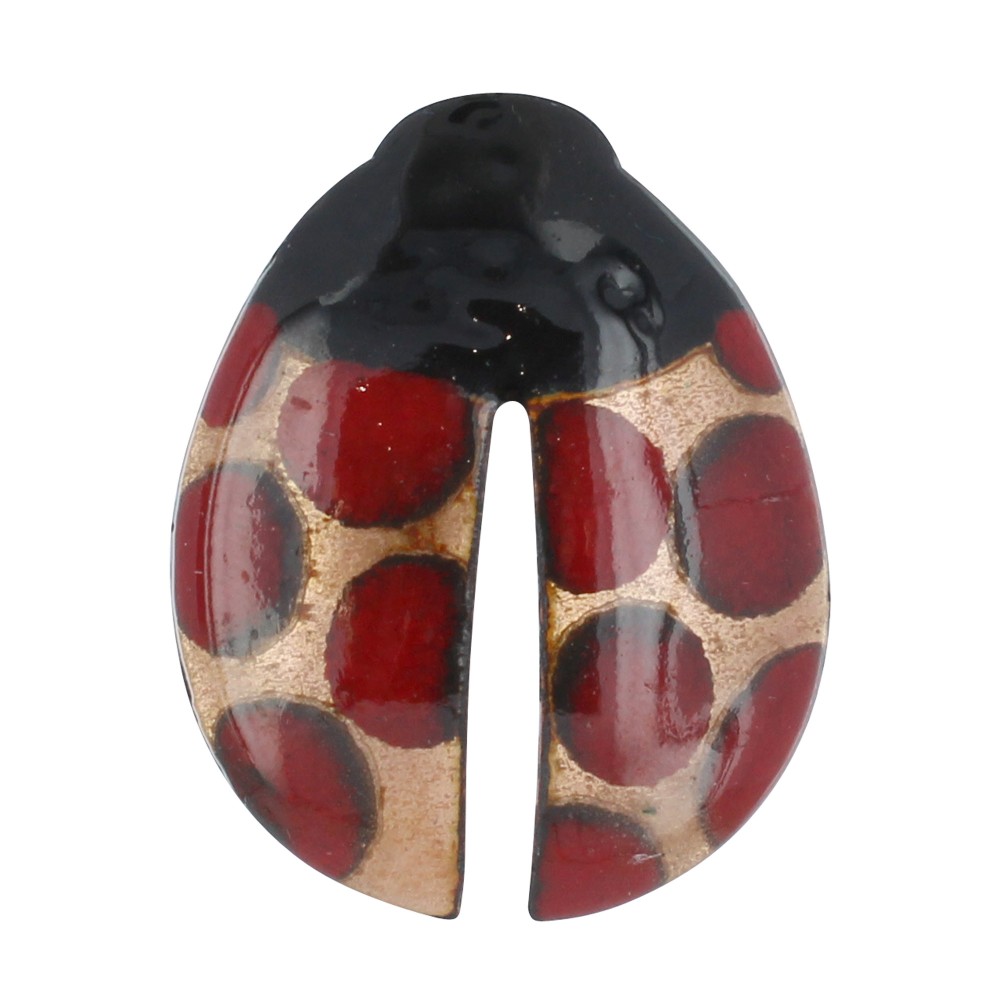 LES POULETTES BIJOUX Broche Coccinelle Émaillé Doré Pois Rouge