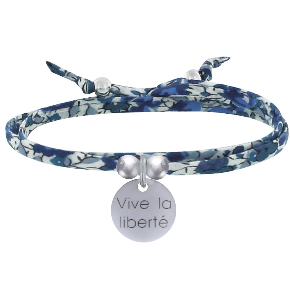 LES POULETTES BIJOUX Bracelet Double Tour Lien liberty et Médaille Vive la Liberté A