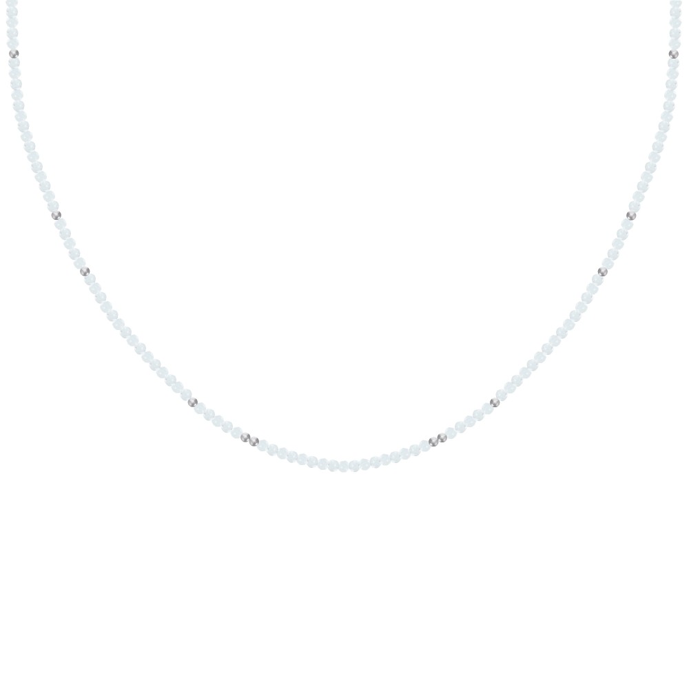 LES POULETTES BIJOUX Collier Perles Facettées de Pierre de Lune et Perles Argent