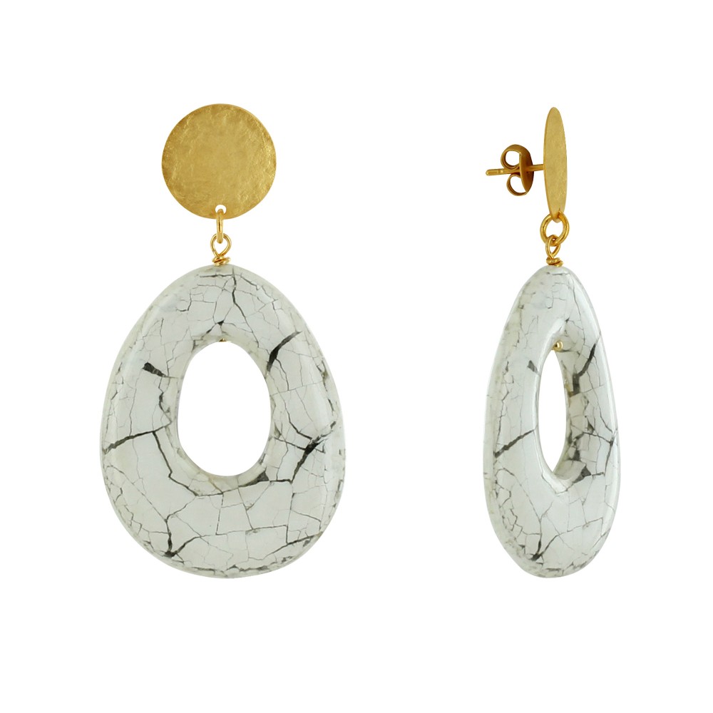 LES POULETTES BIJOUX Boucles d'Oreilles Clous Laiton Mat Pastille Brossée Goutte Ajo