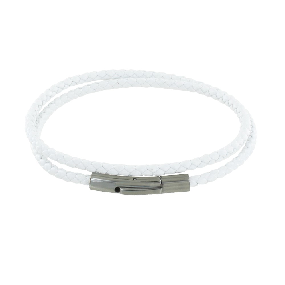 LES POULETTES BIJOUX Bracelet Femme Double Tour Cuir Tréssé Rond pour Poignet de 18c