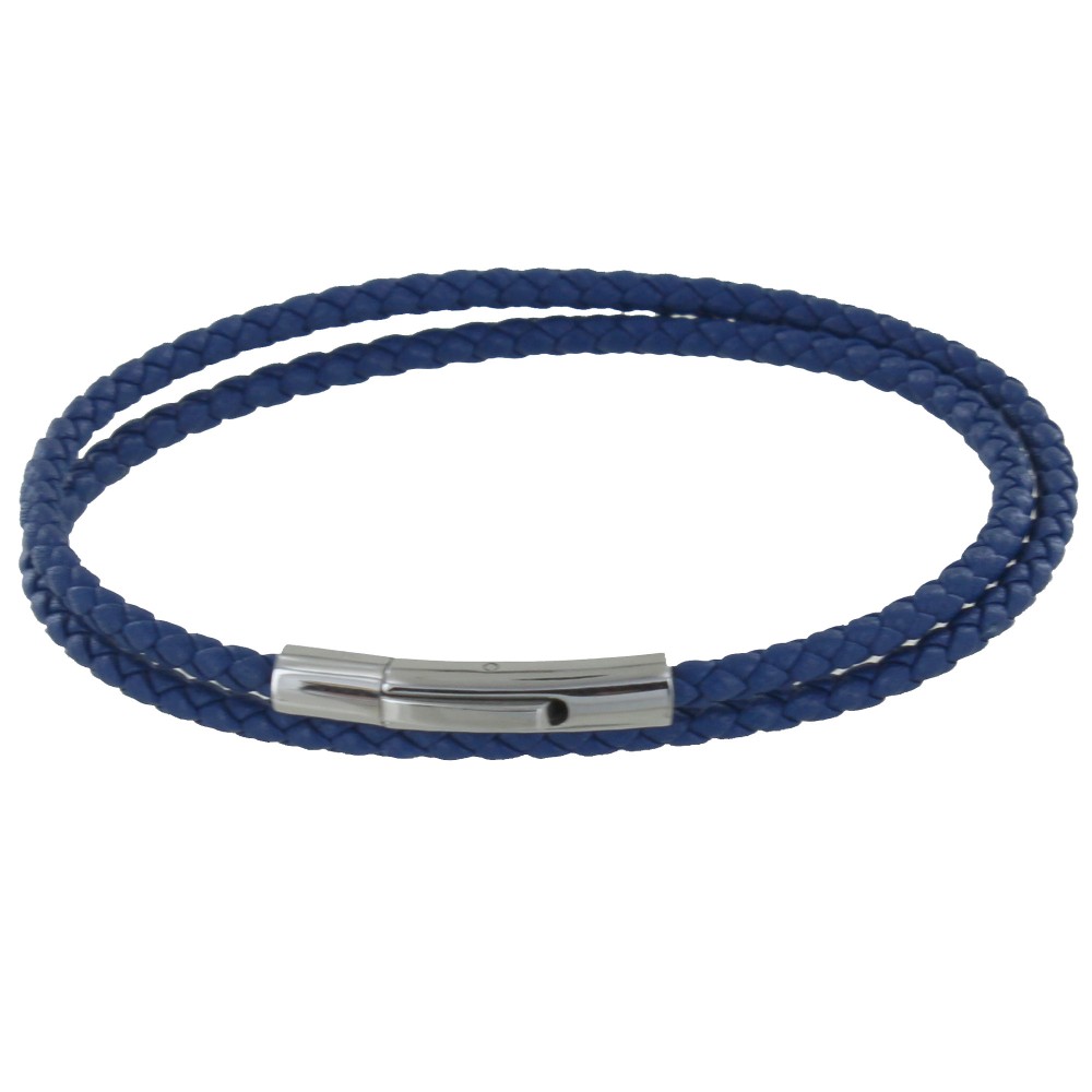 LES POULETTES BIJOUX Bracelet Femme Double Tour Cuir Tréssé Rond pour Poignet de 18c