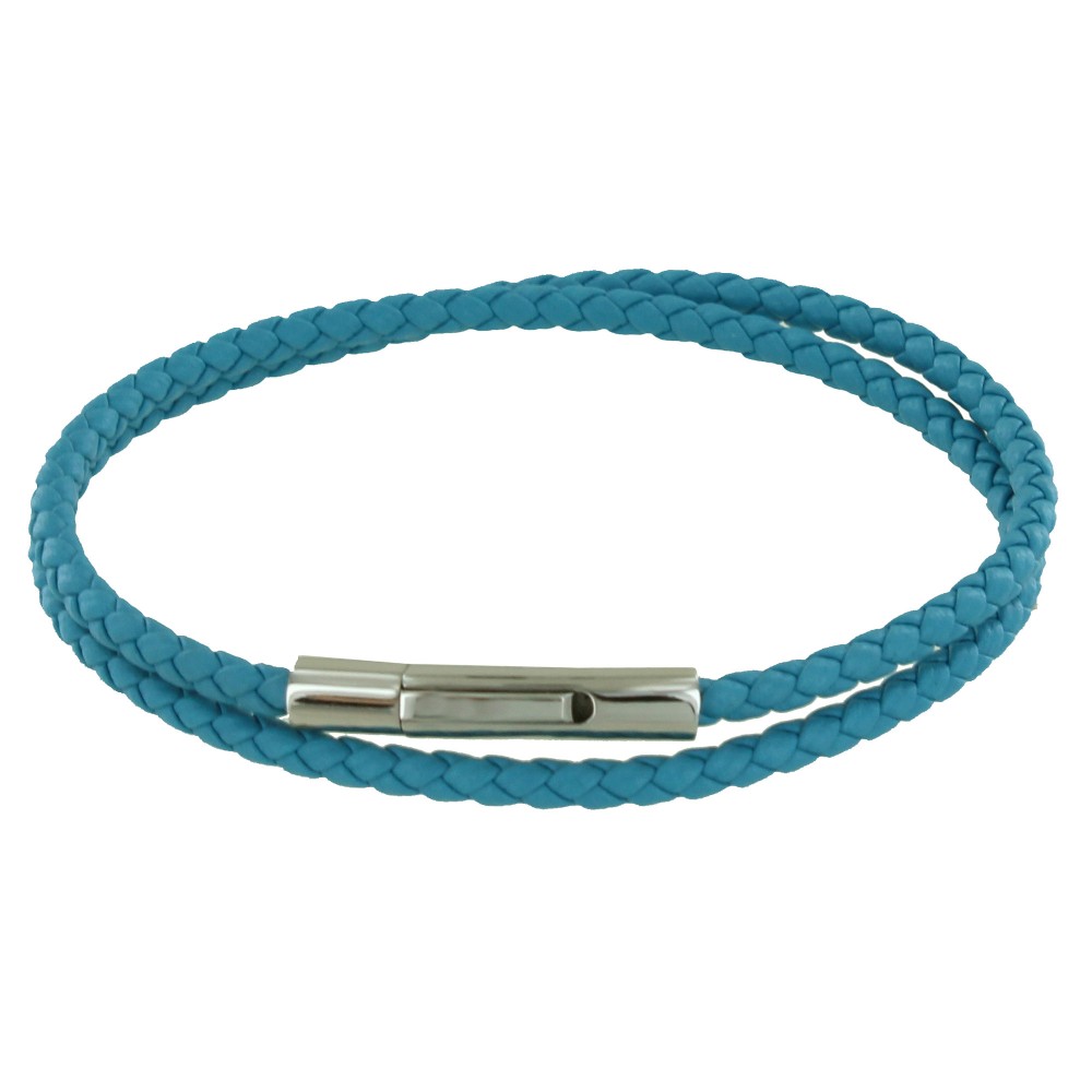 LES POULETTES BIJOUX Bracelet Femme Double Tour Cuir Tréssé Rond pour Poignet de 18c
