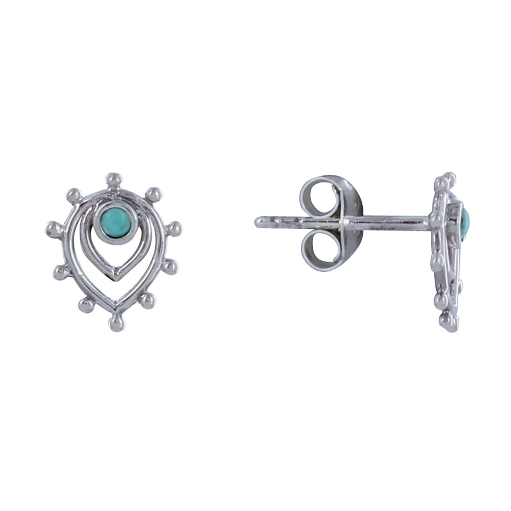 LES POULETTES BIJOUX Boucles d'Oreilles Clous Argent 925 Deux Gouttes Inversés et Pe