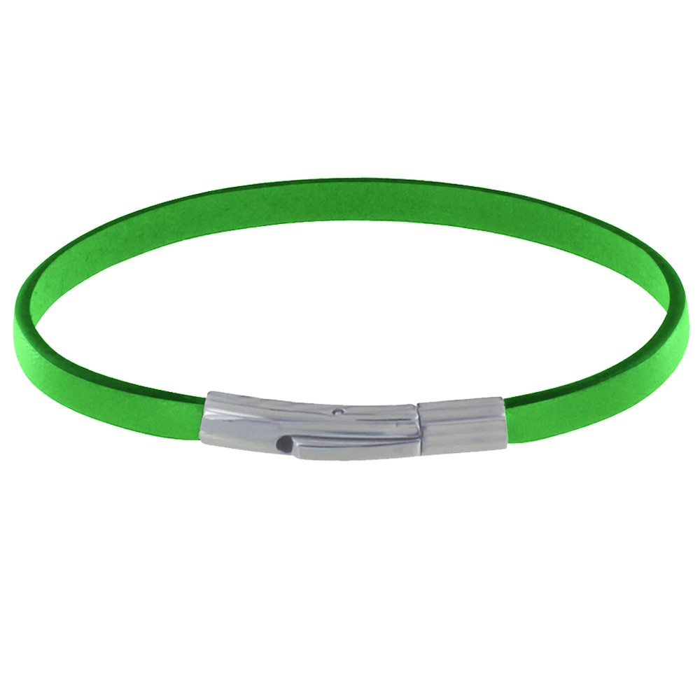 LES POULETTES BIJOUX Bracelet Homme Cuir Simple Fermoir Acier Inoxydable - 19cm - Ve