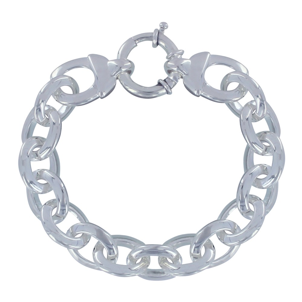 LES POULETTES BIJOUX Bracelet Argent Grosse Gourmette Fermoir Bouée