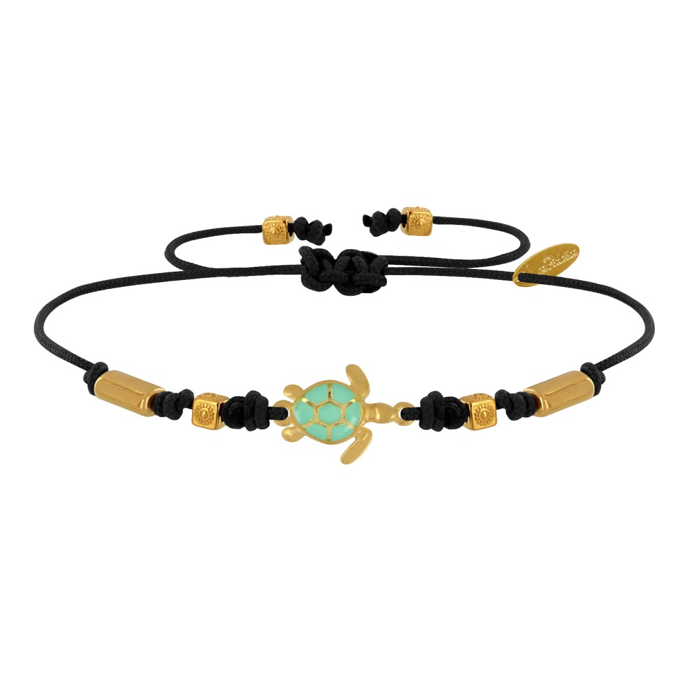 LES POULETTES BIJOUX Bracelet Tortue Émaillé Turquoise Laiton Doré