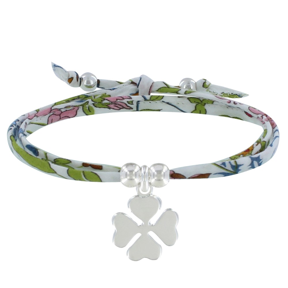 LES POULETTES BIJOUX Bracelet Double Tour Lien liberty et Trèfle Argent 925 - Classi