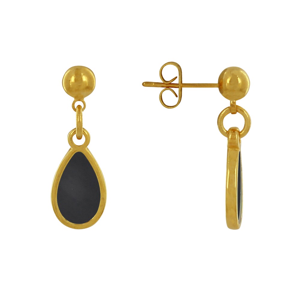 LES POULETTES BIJOUX Boucles d'Oreilles Clous Métal Doré Petite Goutte Coloré Transl