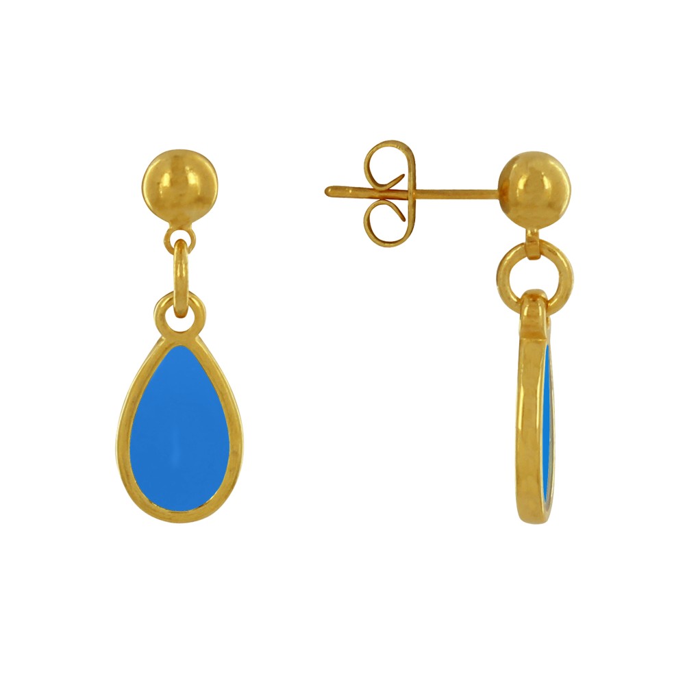 LES POULETTES BIJOUX Boucles d'Oreilles Clous Métal Doré Petite Goutte Coloré Transl