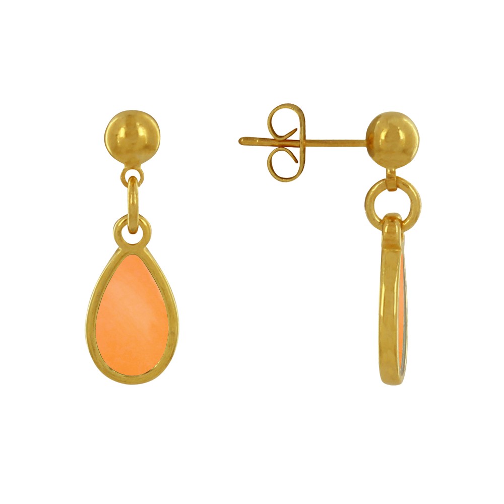 LES POULETTES BIJOUX Boucles d'Oreilles Clous Métal Doré Petite Goutte Coloré Transl