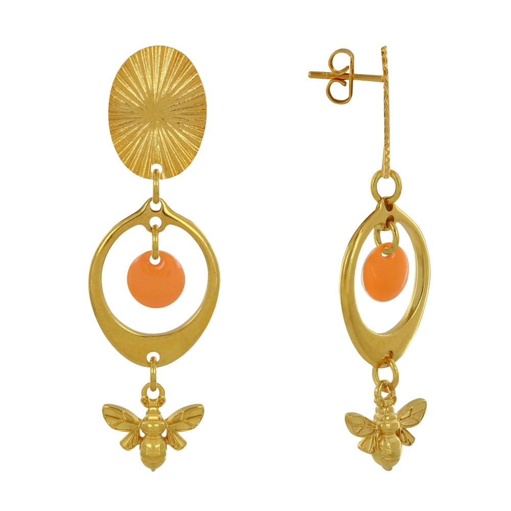 LES POULETTES BIJOUX Boucles d'Oreilles Clous Laiton Doré Cercle Pastille Coloré et