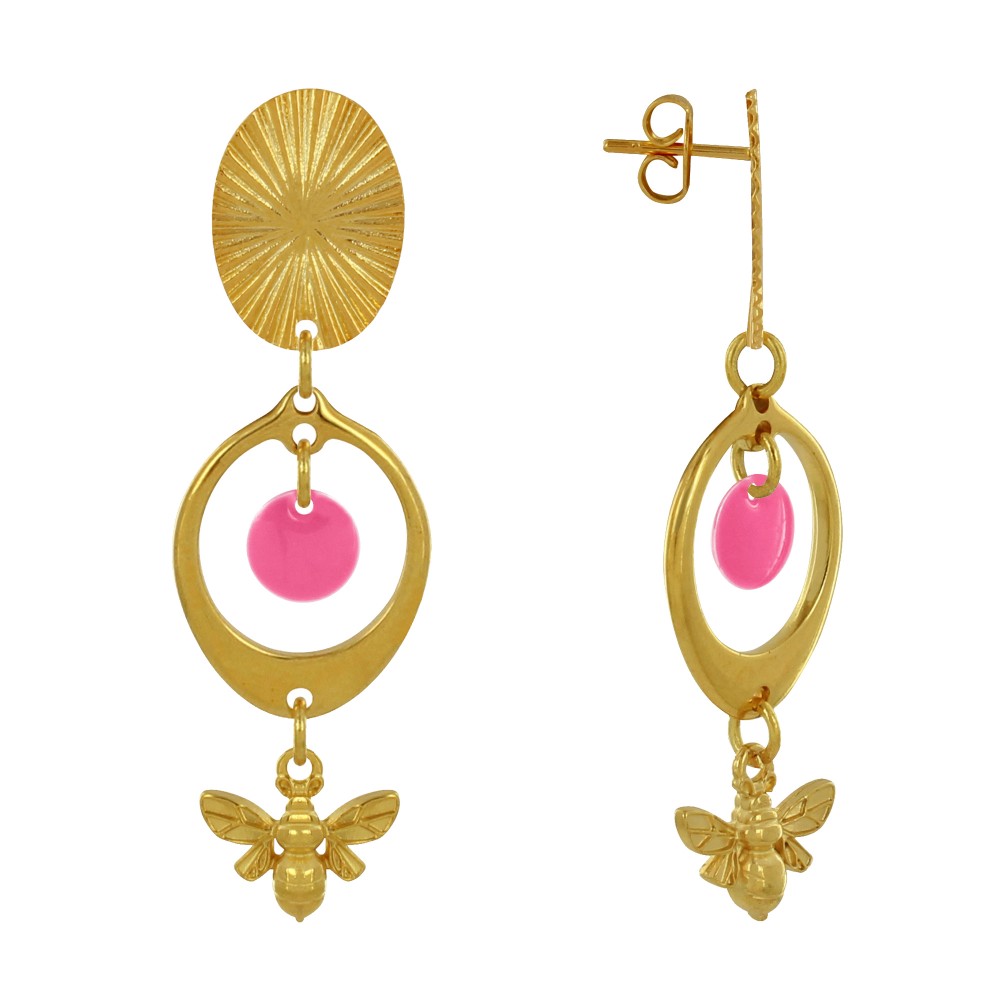 LES POULETTES BIJOUX Boucles d'Oreilles Clous Laiton Doré Cercle Pastille Coloré et