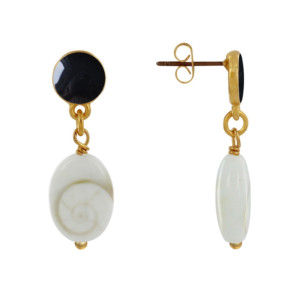 LES POULETTES BIJOUX Boucles d'Oreilles Laiton Doré Rond Coloré et Oil de Sainte Luc