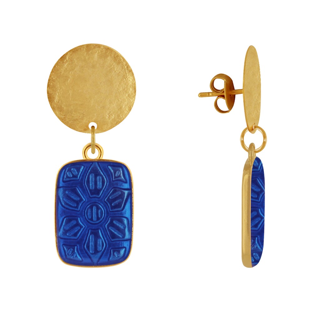 LES POULETTES BIJOUX Boucles d'Oreilles Clous Laiton Mat Pastille Brossée et Rectang