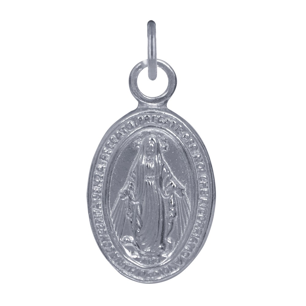 LES POULETTES BIJOUX Pendentif Argent 925 Petite Médaille Ovale Vierge Miraculeuse