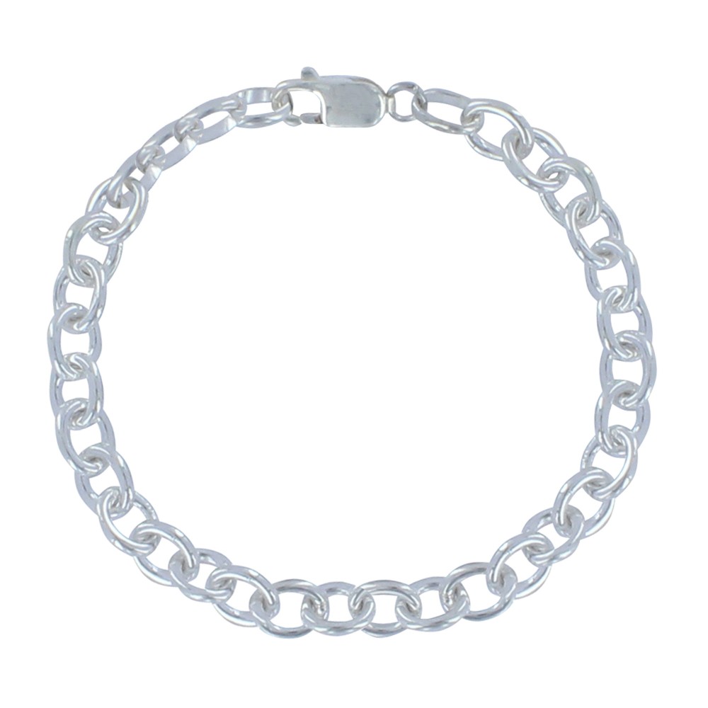 LES POULETTES BIJOUX Bracelet Argent 925 Gourmette Moyen Maillons