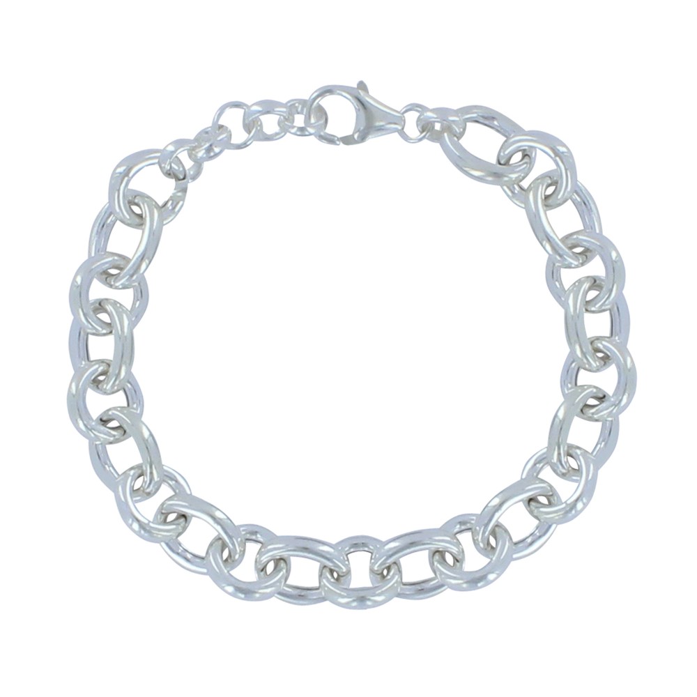LES POULETTES BIJOUX Bracelet Argent 925 Gourmette Mailles Rondes et Ovales
