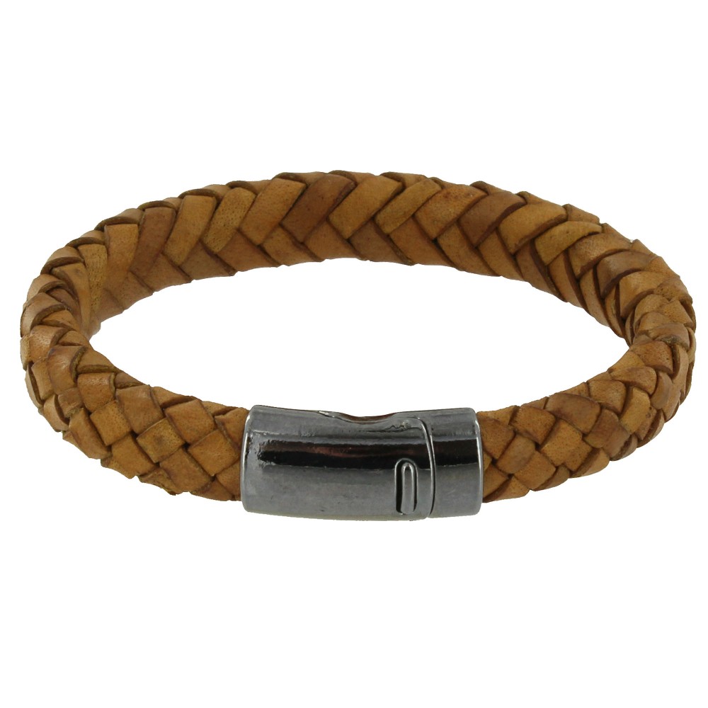 LES POULETTES BIJOUX Bracelet Homme Baroudeur Cuir Marron Clair - taille 21 cm
