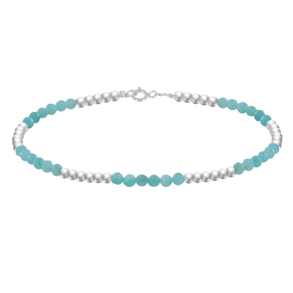 LES POULETTES BIJOUX Bracelet Perles Argent 925 et Perles d'Amazonite Facetté M1