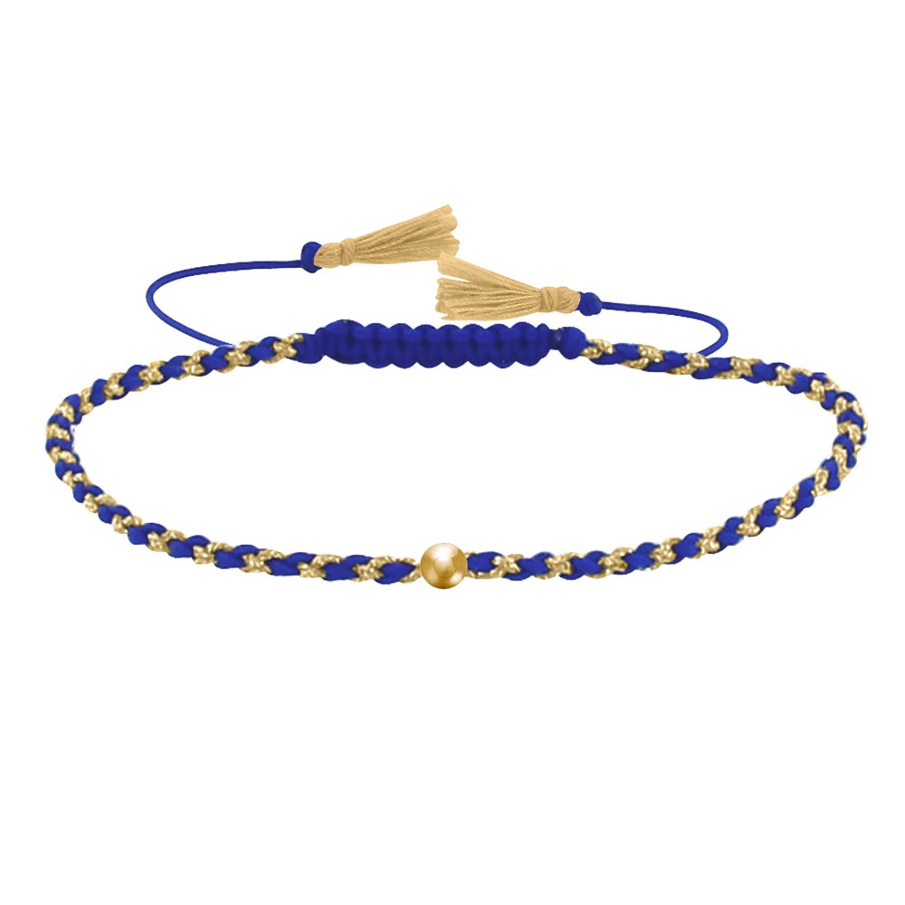 LES POULETTES BIJOUX Bracelet Lien Tréssé Rond Bicolore Lurex Doré et Une Perle Or 1