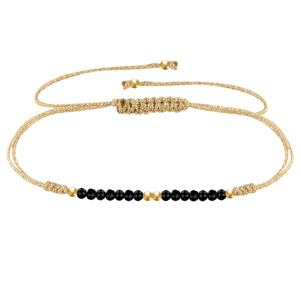 LES POULETTES BIJOUX Bracelet Lien Lurex Doré Perles de Spinelle Facettées Perles Pl