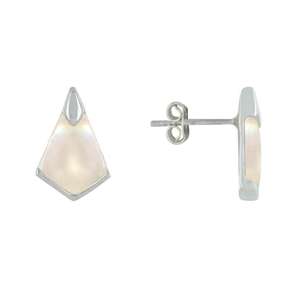 LES POULETTES BIJOUX Boucles d'Oreilles Clous Argent 925 Triangle de Nacre