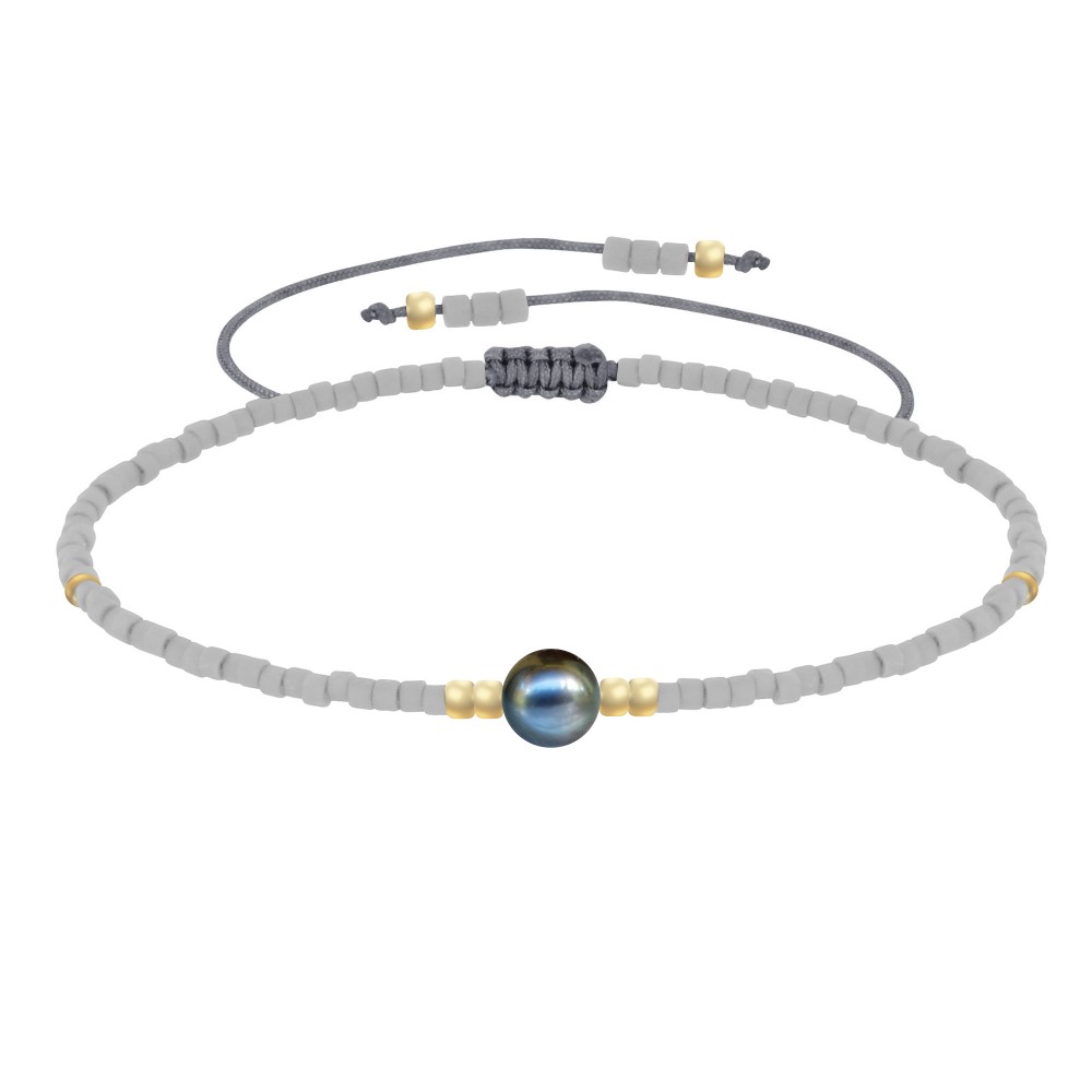 LES POULETTES BIJOUX - Bracelet Lien Perle d'Eau Douce Noire et Petites Perles Mates