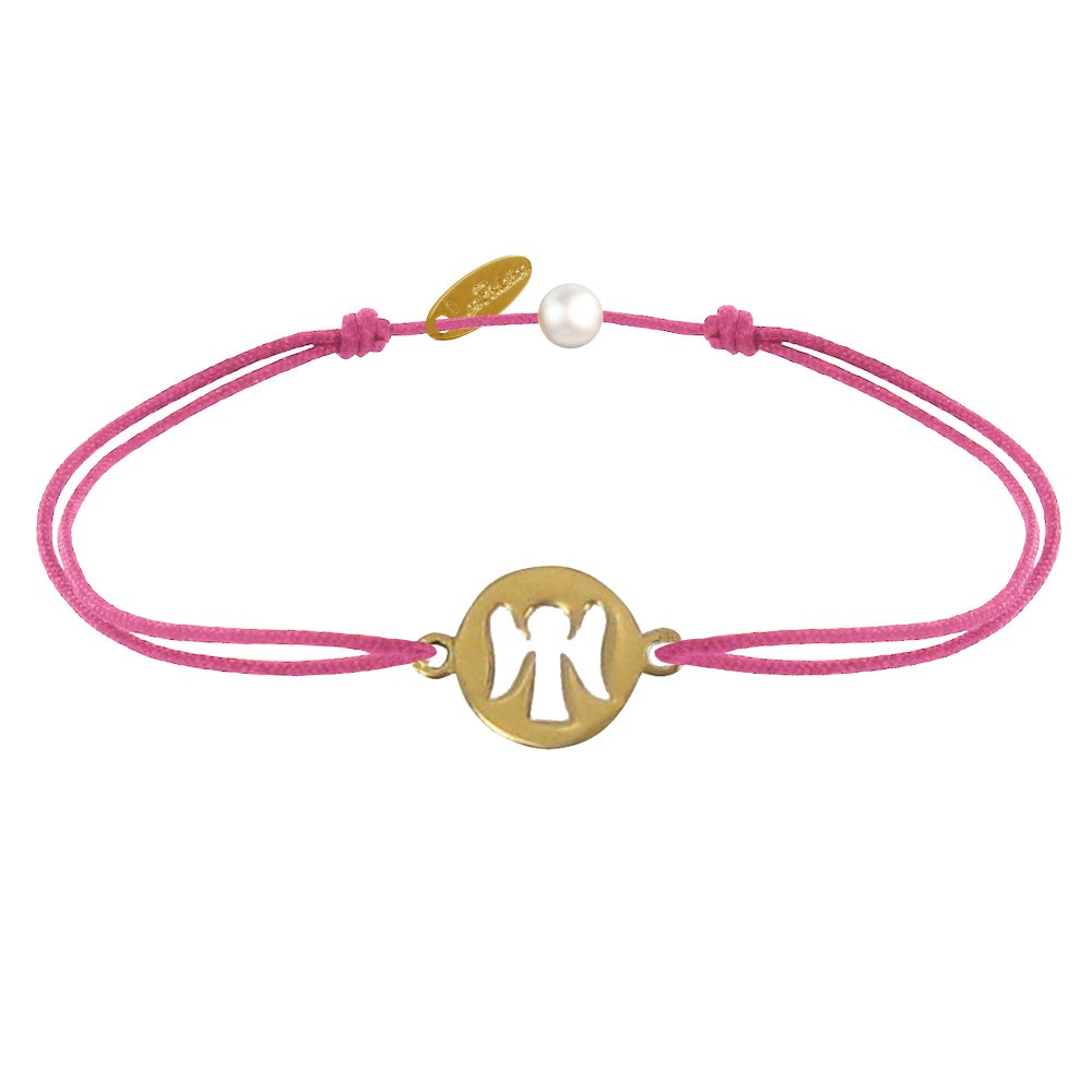 LES POULETTES BIJOUX Bracelet Lien Mon Ange Plaqué Or - Fuchsia