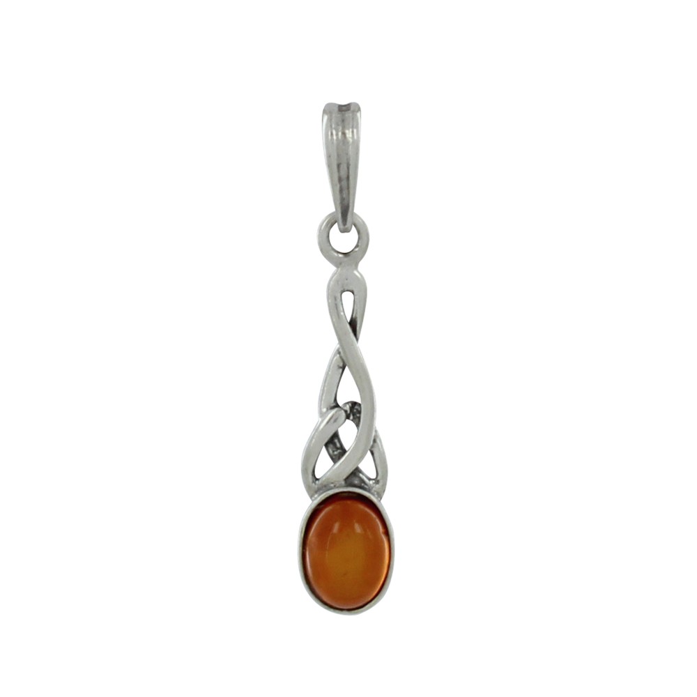 LES POULETTES BIJOUX Pendentif Argent 925 Trinité et Ovale d'Ambre