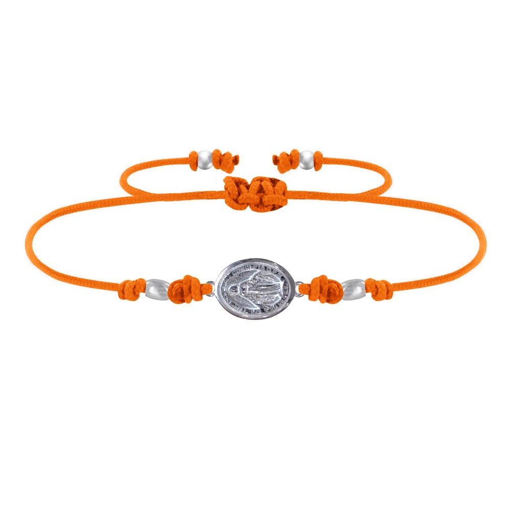 LES POULETTES BIJOUX Bracelet Lien Médaille Argent 925 Ovale Vierge Miraculeuse - Or