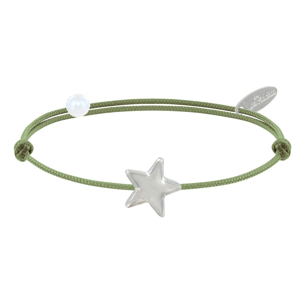 LES POULETTES BIJOUX Bracelet Lien Etoile d'Argent 925 - Classics - Vert Clair