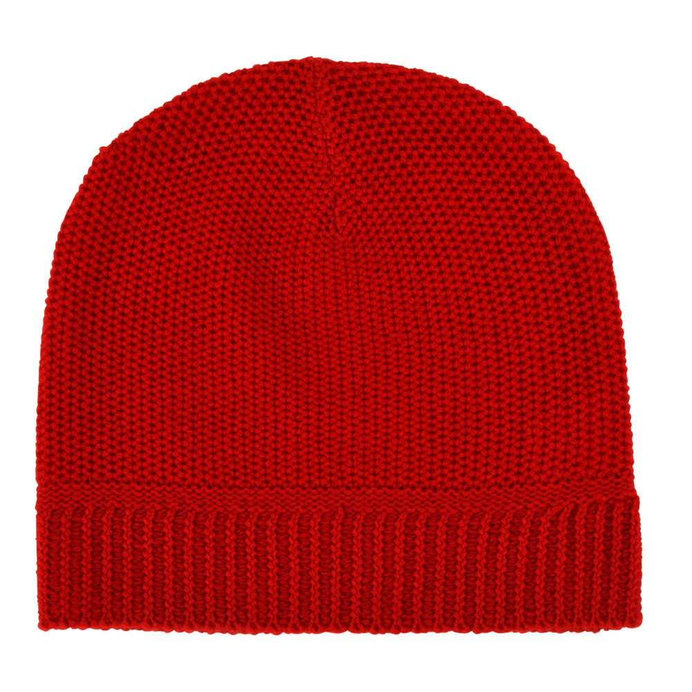 LES POULETTES BIJOUX Bonnet Point Jacquard 100% Cachemire 4 Fils Classics - Rouge