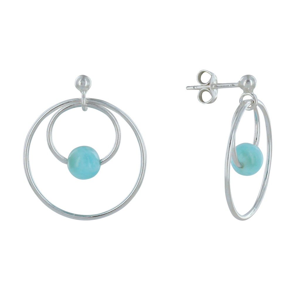 LES POULETTES BIJOUX Boucles d'Oreilles Argent 925 Créoles et Larimars LES POULETTES BIJOUX Boucles d'Oreilles Argent 925 Créoles et Larimars
