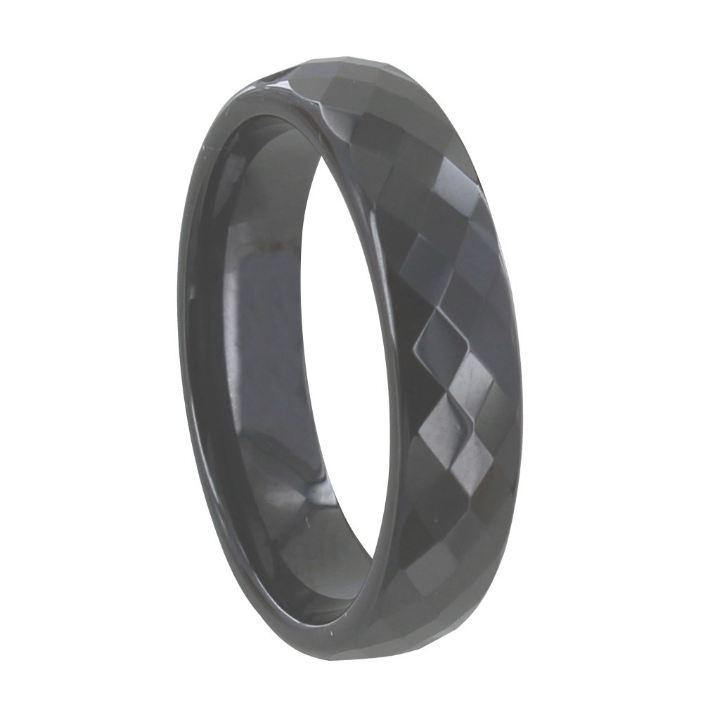 LES POULETTES BIJOUX Bague Anneau Large d'Hématite Facettée - 6mm Taille 66