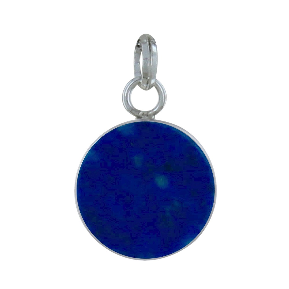 LES POULETTES BIJOUX Pendentif Argent 925 Rond Lisse de Lapis Lazuli