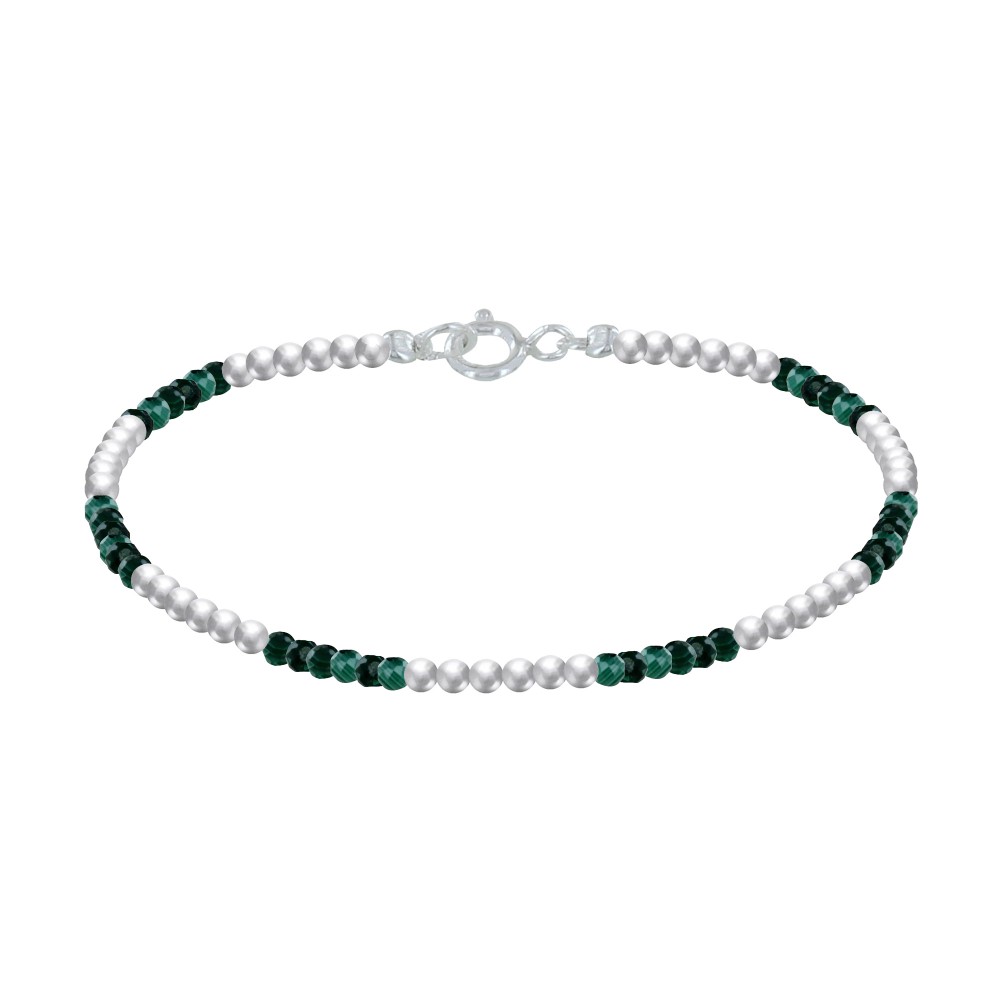 LES POULETTES BIJOUX Bracelet Argent 925 Perles et Malachite Facetté M1