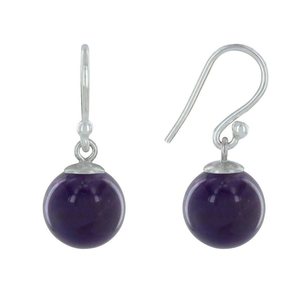 LES POULETTES BIJOUX Boucles d'Oreilles Argent 925 Billes d'Améthyste