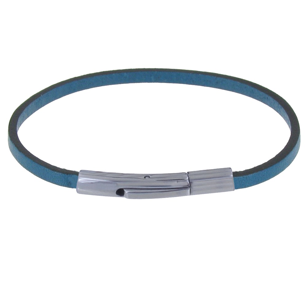 LES POULETTES BIJOUX - Bracelet Femme Cuir Simple Plat Fermoir Acier Inoxydable - Tu