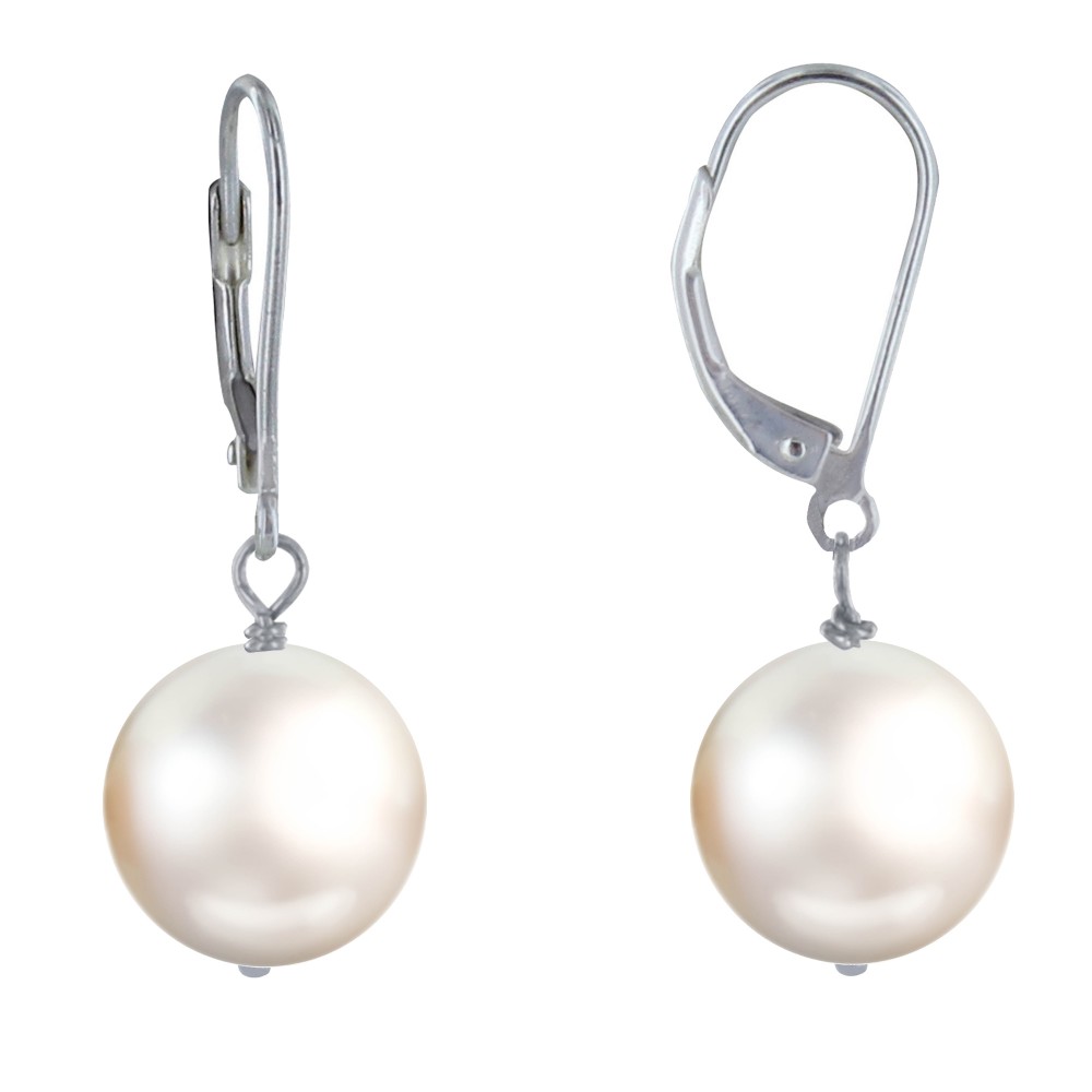 LES POULETTES BIJOUX Boucles d'Oreilles Dormeuse Argent 925 et Perle de Culture - Bl