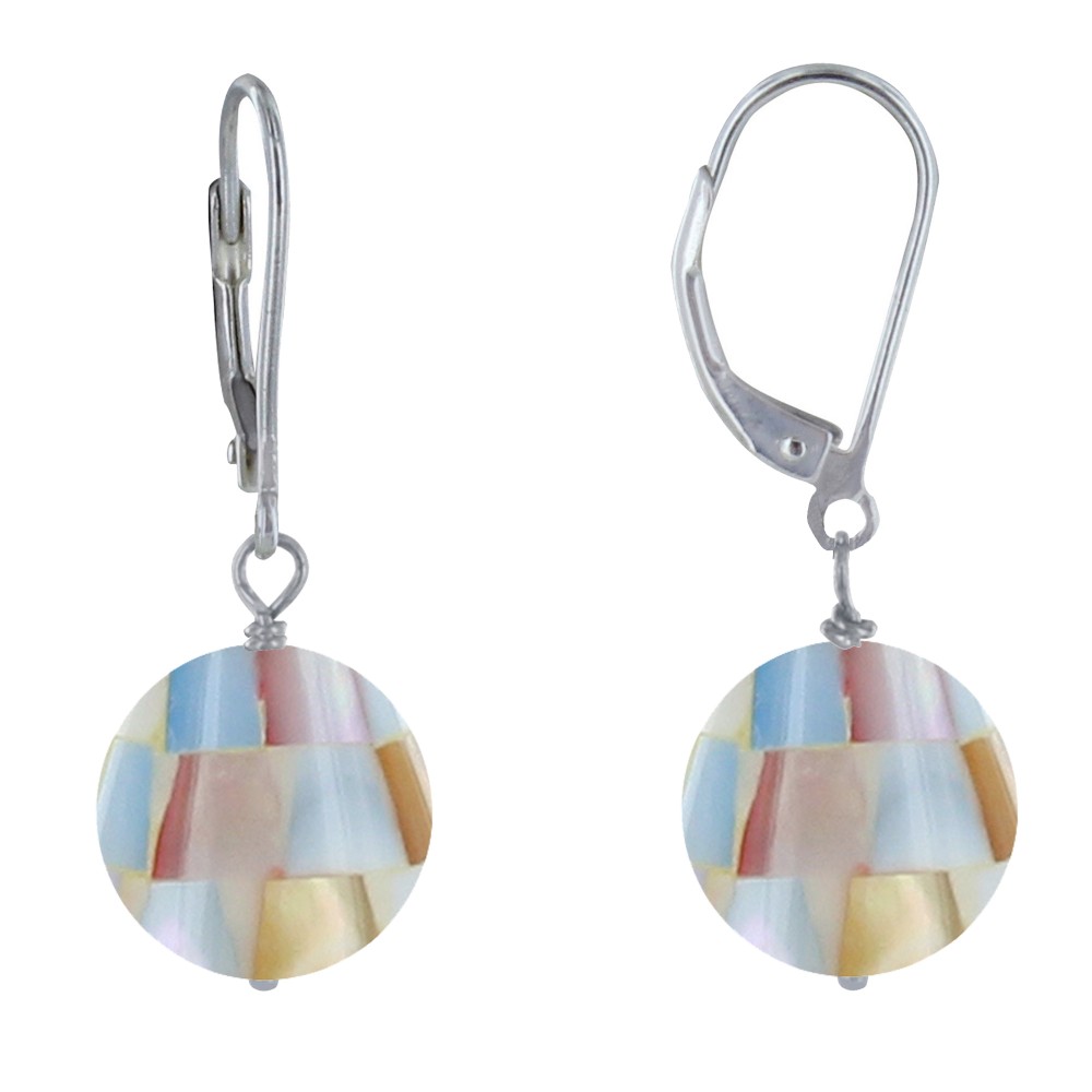 LES POULETTES BIJOUX Boucles d'Oreilles Dormeuse Argent 925 et Perle de Nacre Facett
