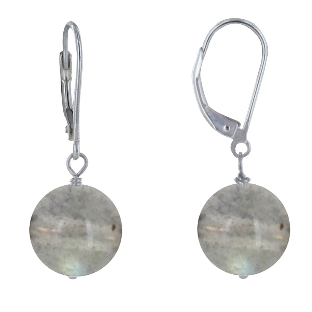 LES POULETTES BIJOUX - Boucles d'Oreilles Dormeuse Argent 925 et Perle de Labradorite